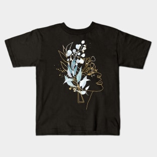 Woman Botanical Face Line Kids T-Shirt